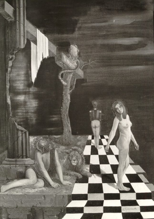 William Girometti, La moderna dimensione della donna, 1972-73, olio su tela, cm. 50x70, collezione privata